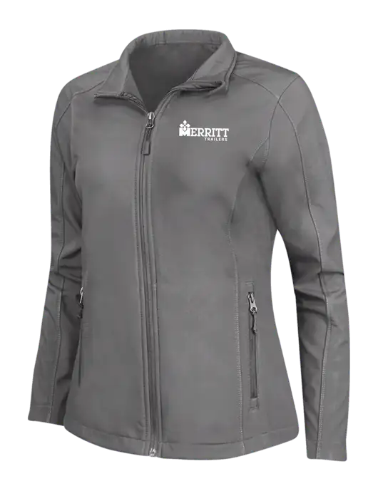 Medium Grey Womens Core Soft Shell Jacket w/Merritt Trailers Logo