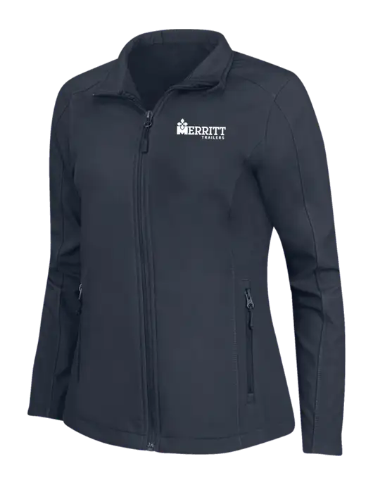 Navy Womens Core Soft Shell Jacket w/Merritt Trailers Logo