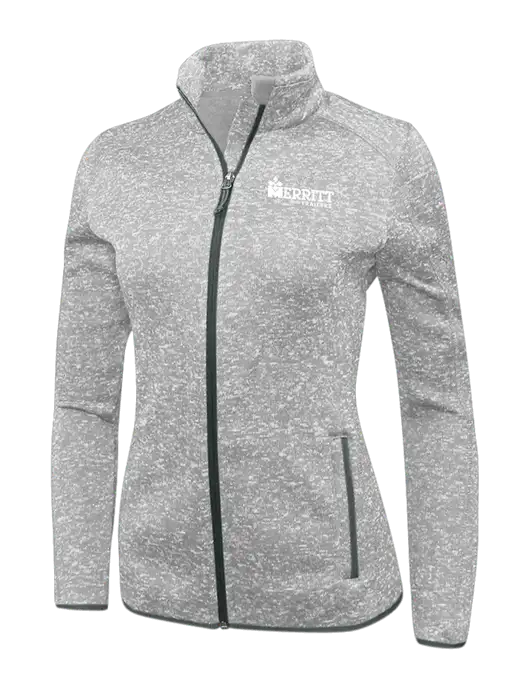 Grey Heather Womens Sweater Fleece Jacket w/Merritt Trailers Logo