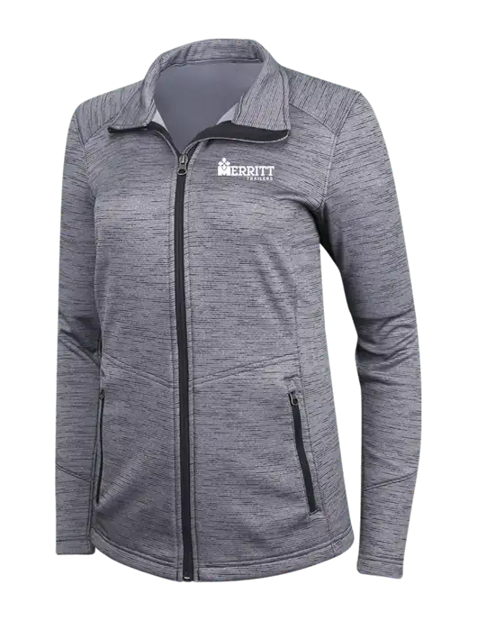 Medium Grey Womens Digi Stripe Fleece Jacket w/Merritt Trailers Logo