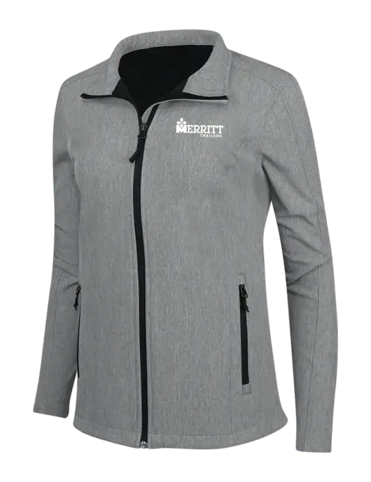 Medium Grey Heather Womens Core Soft Shell Jacket w/Merritt Trailers Logo