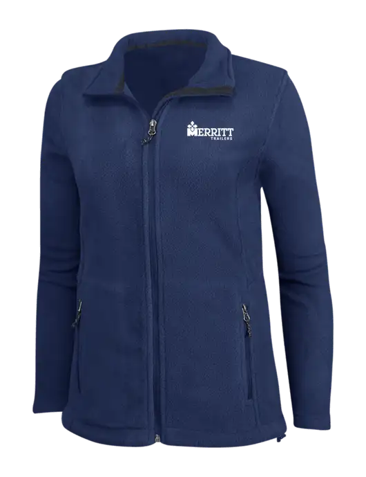 Womens Navy Fleece Jacket w/Merritt Trailers Logo