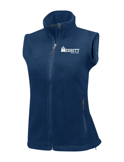 Navy Womens Fleece Vest w/Merritt Trailers Logo