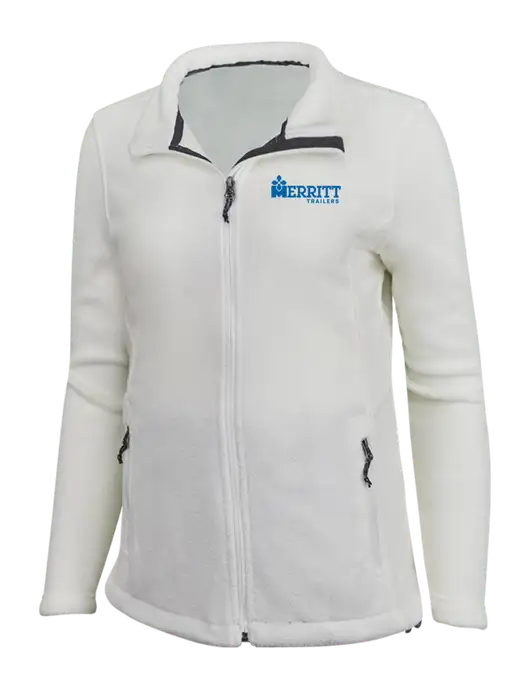Womens White Fleece Jacket w/Merritt Trailers Logo