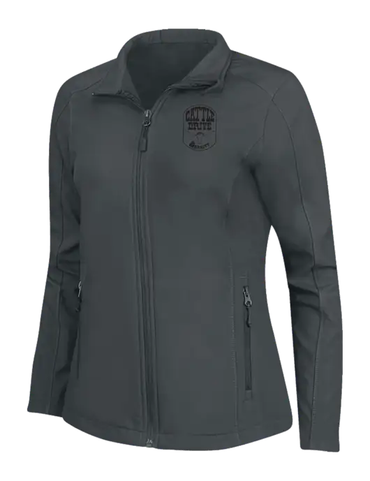 Charcoal Grey Womens Core Soft Shell Jacket w/Cattle Drive Logo