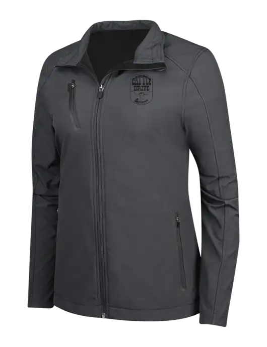 Dark Grey Womens Welded Softshell Jacket w/Cattle Drive Logo