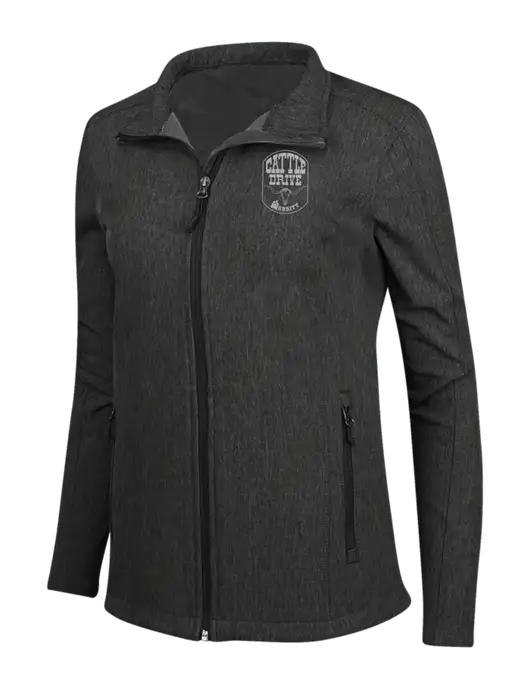 Black Charcoal Heather Womens Core Soft Shell Jacket w/Cattle Drive Logo
