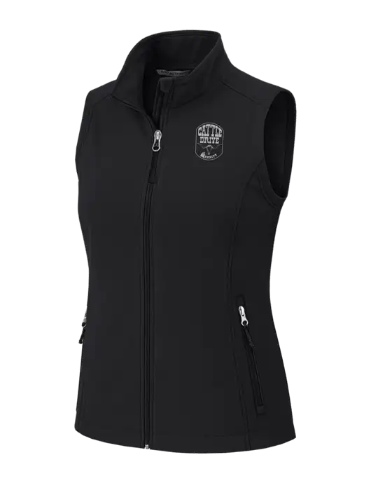 Black Womens Core Soft Shell Vest w/Cattle Drive Logo