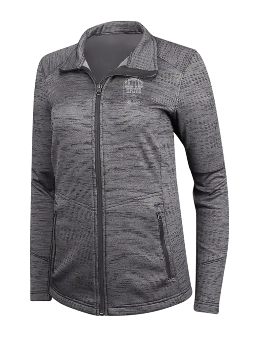Womens Dark Grey Digi Stripe Fleece Jacket w/Cattle Drive Logo