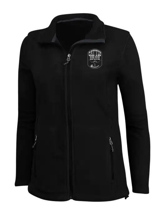 Womens Black Fleece Jacket w/Cattle Drive Logo