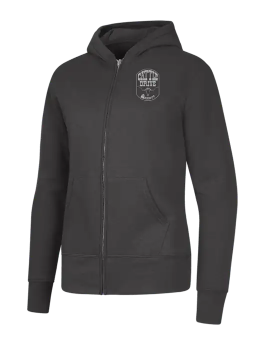 Charcoal Womens Core Fleece Full-Zip Hooded Sweatshirt w/Cattle Drive Logo