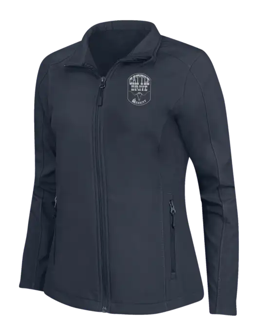Navy Womens Core Soft Shell Jacket w/Cattle Drive Logo