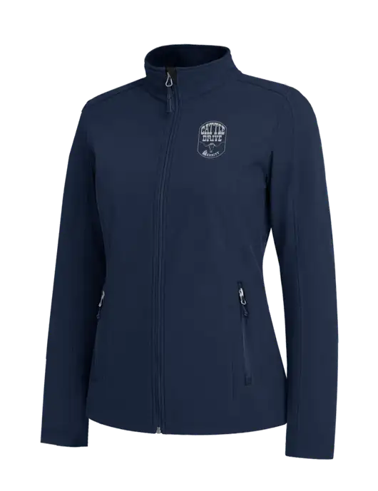 Navy Womens Core Soft Shell Jacket w/Cattle Drive Logo