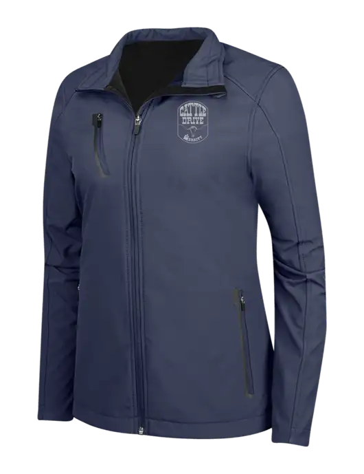 Navy Womens Welded Softshell Jacket w/Cattle Drive Logo