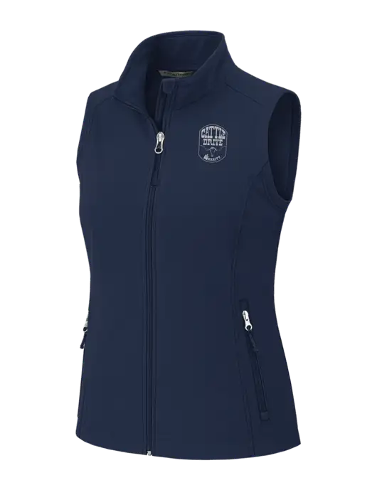 Navy Womens Core Soft Shell Vest w/Cattle Drive Logo