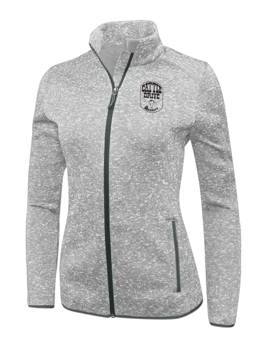 Grey Heather Womens Sweater Fleece Jacket w/Cattle Drive Logo