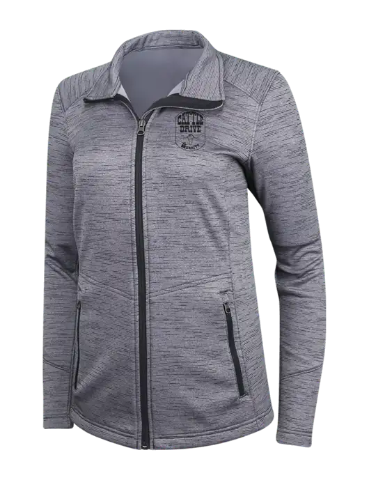 Medium Grey Womens Digi Stripe Fleece Jacket w/Cattle Drive Logo