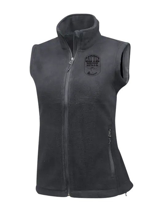 Medium Grey Womens Fleece Vest w/Cattle Drive Logo