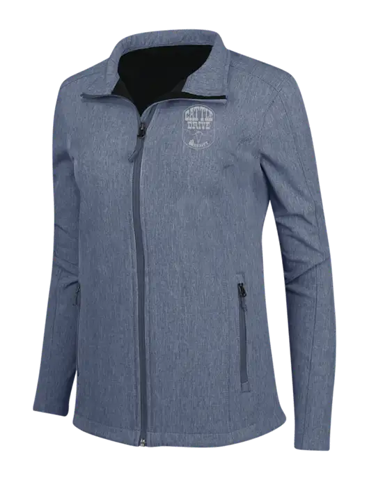 Navy Heather Womens Core Soft Shell Jacket w/Cattle Drive Logo