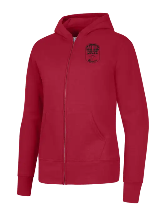 Red Womens Core Fleece Full-Zip Hooded Sweatshirt w/Cattle Drive Logo