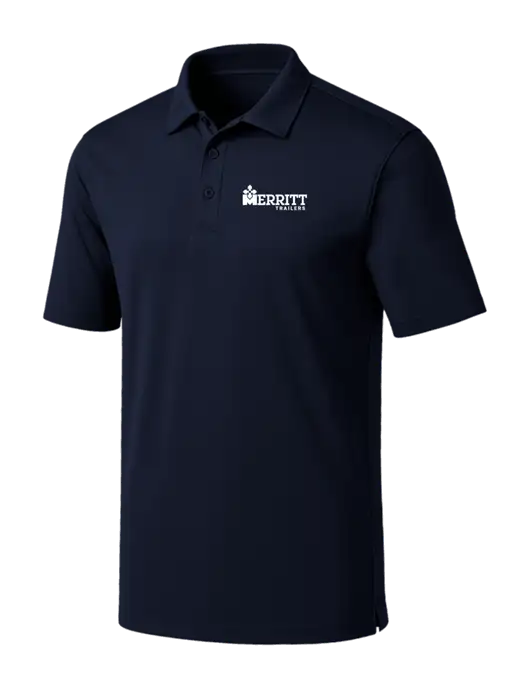 Navy Silk Touch Performance Polo w/Merritt Trailers Logo