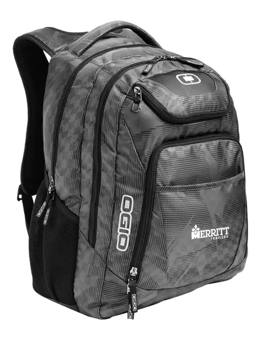 OGIO Race Day Silver Excelsior Laptop Backpack w/Merritt Trailers Logo