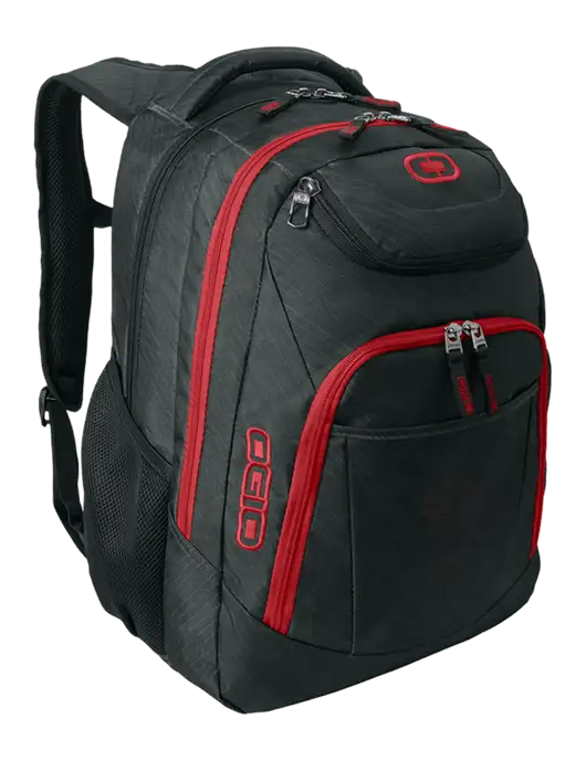 OGIO Dark Grey/Red Excelsior Laptop Backpack w/Cattle Drive Logo
